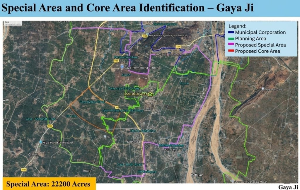 Official Magadh Township Map and detailed Gaya Township Map showing the special planning area boundary zones near Gaya, Bihar